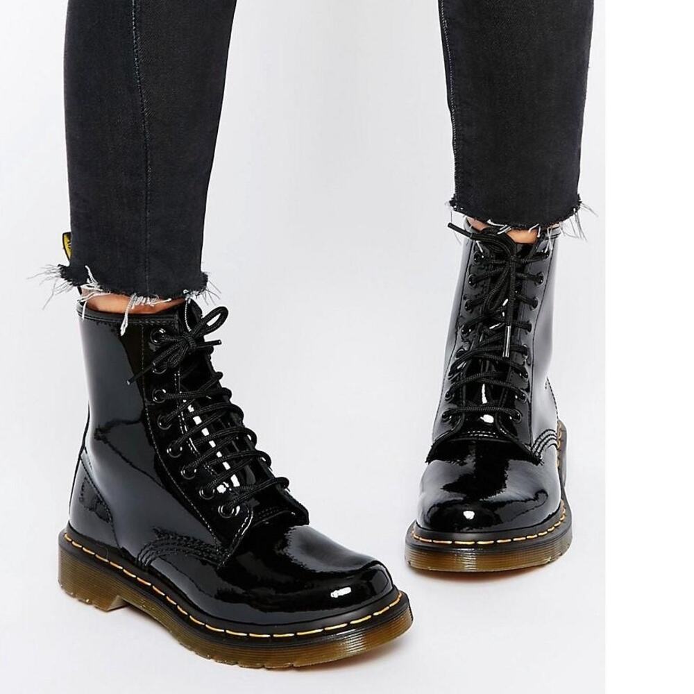 Dr. Martens 1460 Black Patent Leather Lace Up Boots